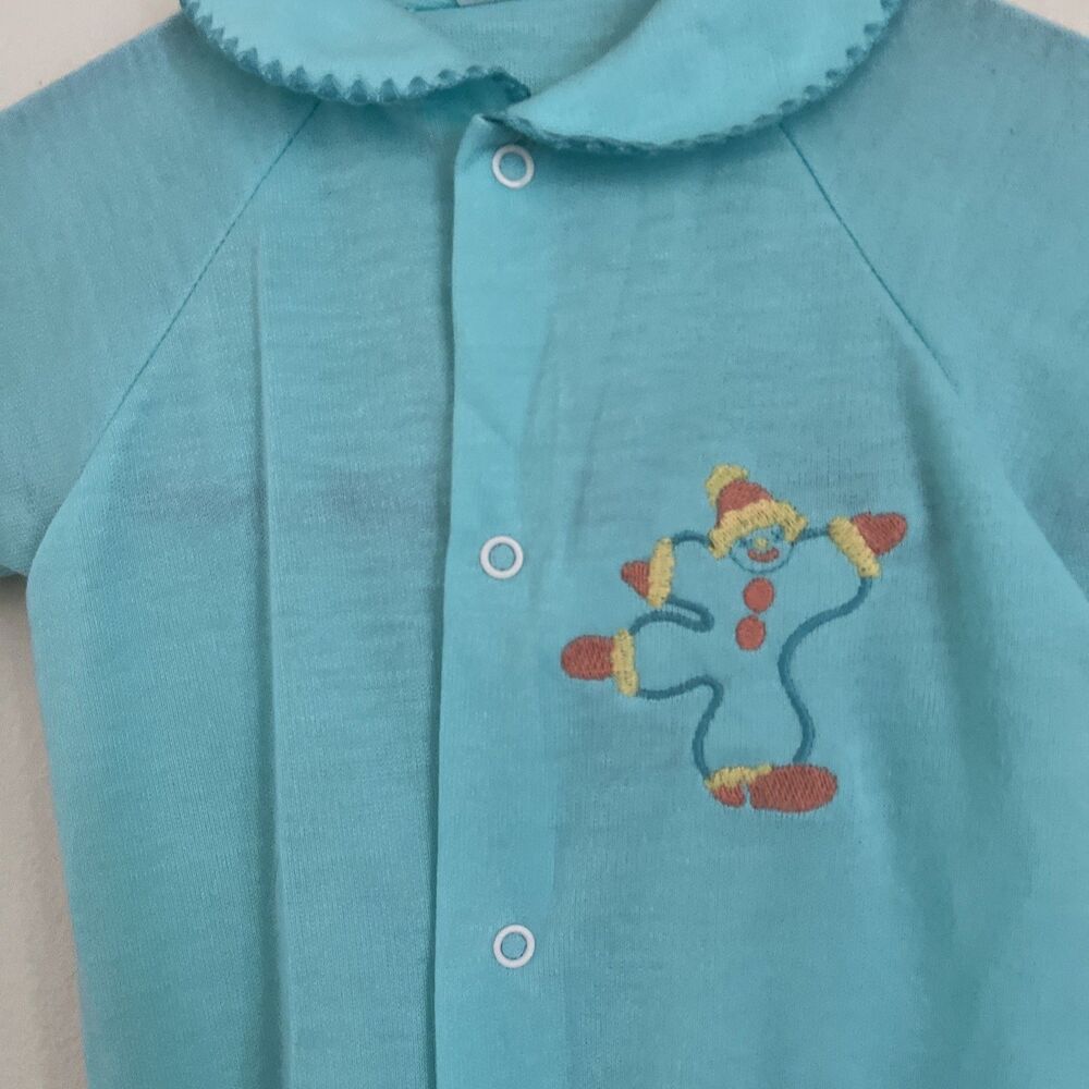 GERBER Vintage NWT Sleep N Play Flame Resistant Embroidered Clown Bodysuit- Lrg - Picture 4 of 9